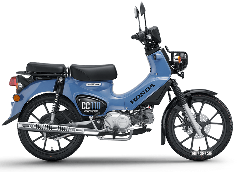 Honda Cross Cub 110 2026 màu xanh nhìn ngang với thiết kế gọn gàng và bánh 17 inch